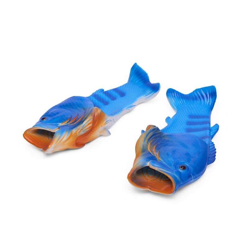 Coddies Fish Flip Flops - The Original Fish Slippers - Christmas Gift, Unisex Sandals, Bass Slides, Pool, Beach & Fishing Shoes (Blue | 12-13 Men | EU 46-47) - Image 1